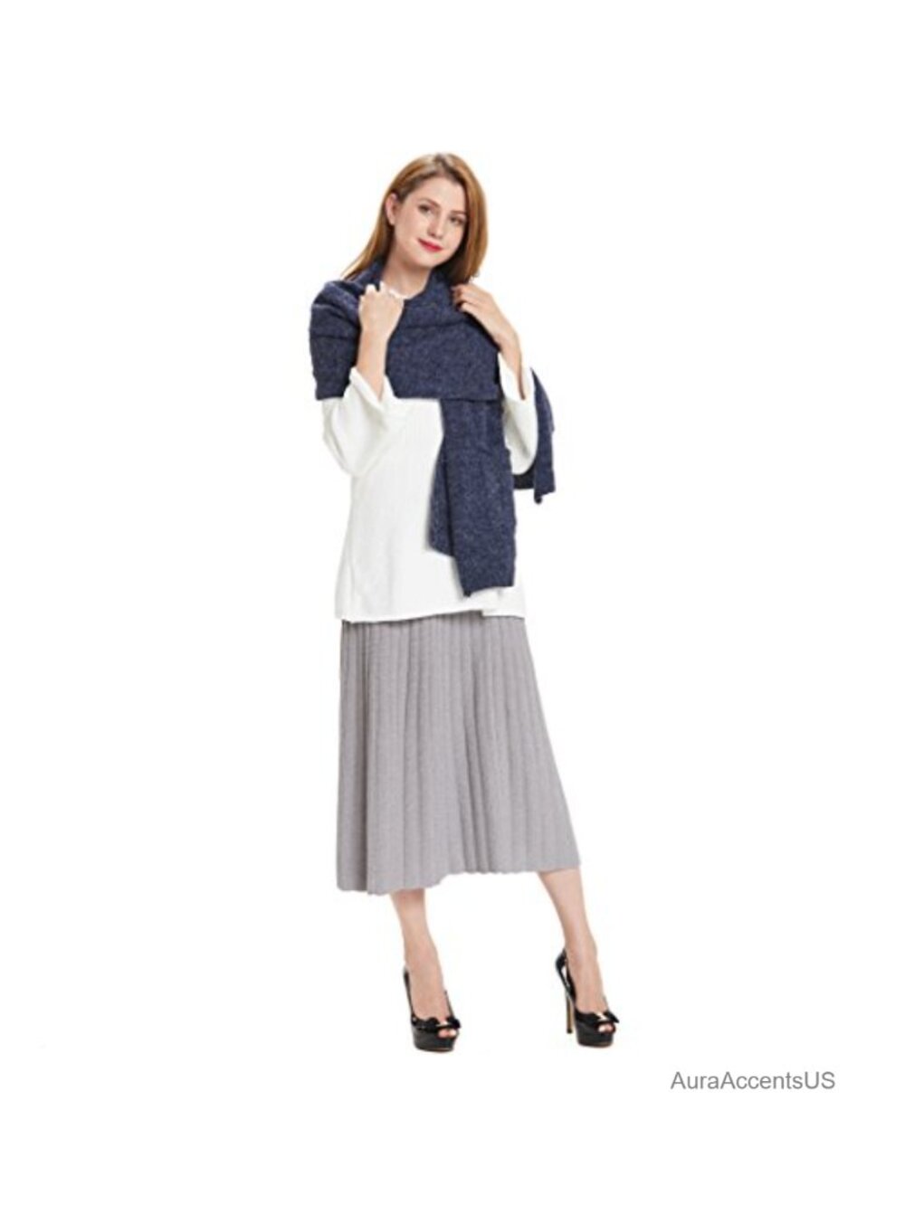 Women's Soft Pashmina Shawl Wrap Acrylic Nylon Scarf with Pockets Oversized - Picture 2 of 6